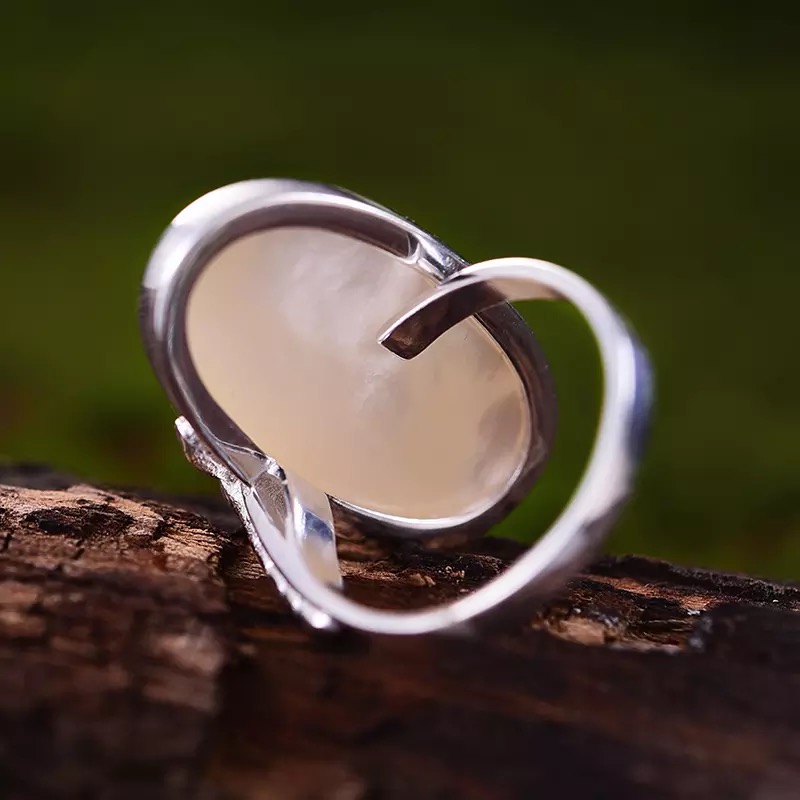 Anillo Libélula ajustable Piedra natural Nácar y Plata 925 Canale Donna